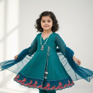 Angrakha cotton frock with trendy shalwar