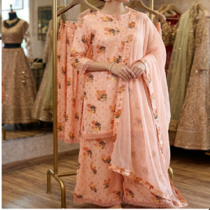 Peach lawn dress