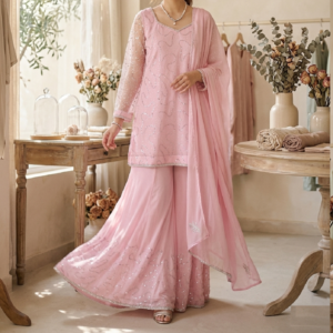 Pastel Pink Festive Sharara Outfit